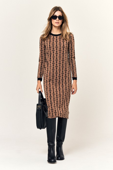 Платье LeNata 6209 коричневый размер 44-54 #1