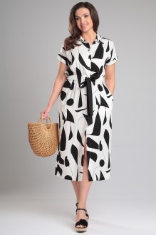Платье LeNata 16411 черно-молочный #1