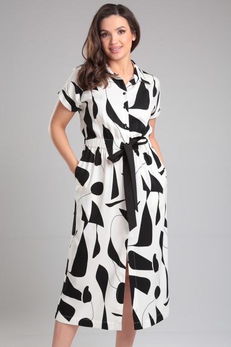 Платье LeNata 16411 черно-молочный размер 44-54 #2