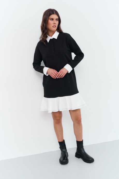 Платье FLAIM 1012 черно-белый размер 40-50 #1