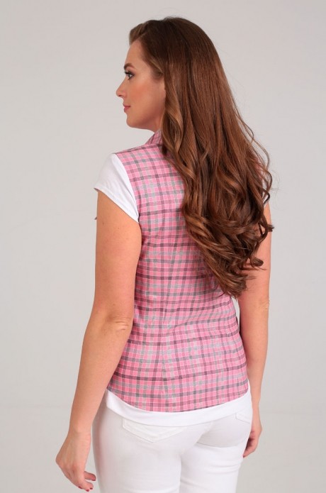 Блузка, туника, рубашка Таир-Гранд 62149 розовая клетка+печать размер 46-56 #2
