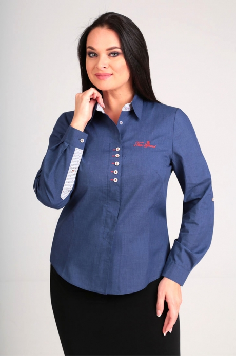 Блузка Таир-Гранд 62301 джинсовый оттенок размер 46-60 #1