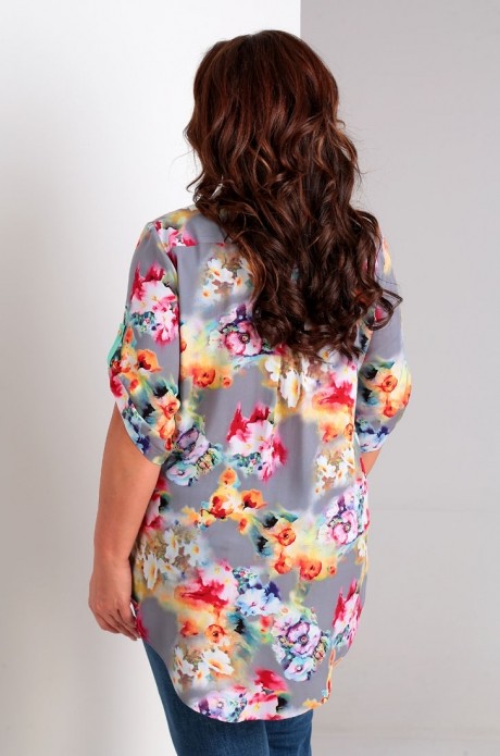 Блузка Таир-Гранд 62328 яркие цветы+мята размер 50-60 #2