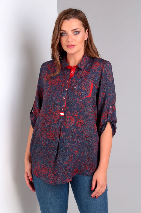 Блузка, туника, рубашка Таир-Гранд 62274-1 темно-серый + красный размер 48-58 #1