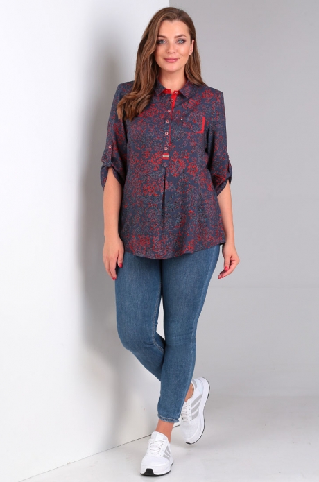 Блузка, туника, рубашка Таир-Гранд 62274-1 темно-серый + красный размер 48-58 #2