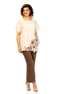 Брючный костюм Jurimex 3501 двойка шоколад, бежевый