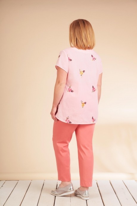 Блузка, туника, рубашка Golden Valley 26321 розовый в цветы размер 54-60 #3