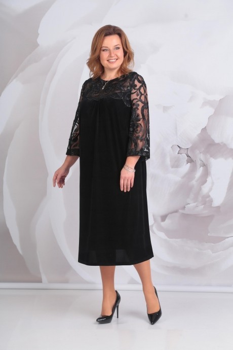 Вечернее платье Golden Valley 4543 №2 черный крупные узоры размер 58-64 #1