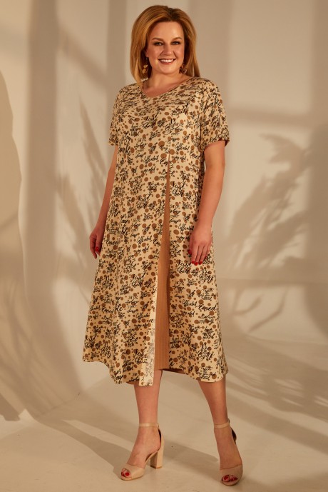 Платье Golden Valley 4693 бежевый с коричневым размер 56-62 #1