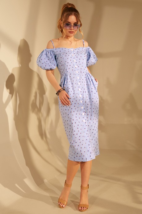 Платье Golden Valley 4681 голубая полоска размер 42-48 #1