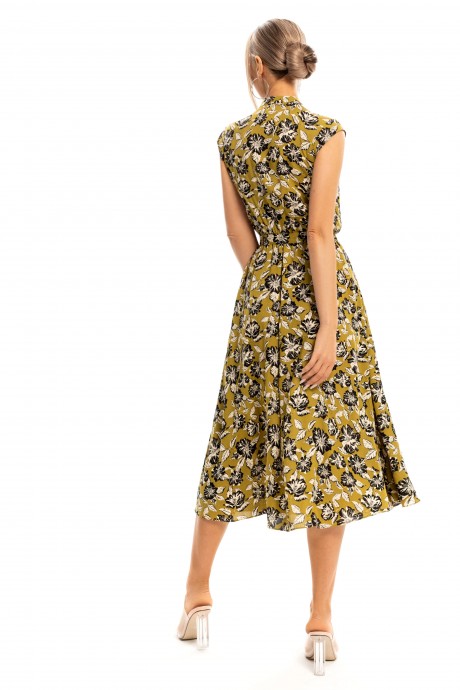 Платье Golden Valley 4934-2 оливковый + принт цветы размер 44-50 #4