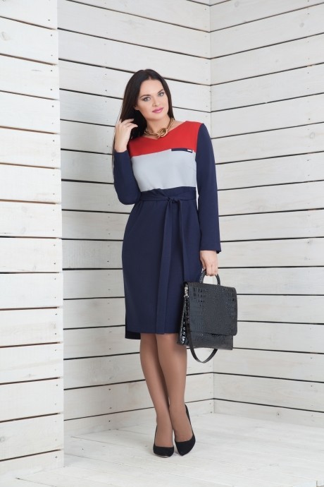 Платье ElPaiz 266 красный+серый+синий размер 52-56 #1
