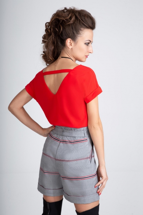 Костюм/комплект ElPaiz 433 серый с красной полосой + блузка красная размер 40-46 #4