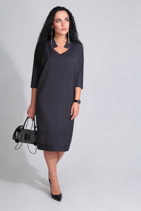 Платье ElPaiz 455 тёмный в полоску размер 52-56 #1