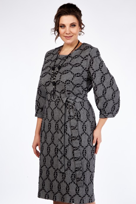 Платье Элль-Стиль 2166 графит/черный принт размер 52-58 #3