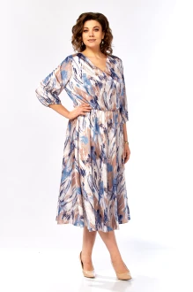 Платье Элль-Стиль 2462 бежево-голубой принт