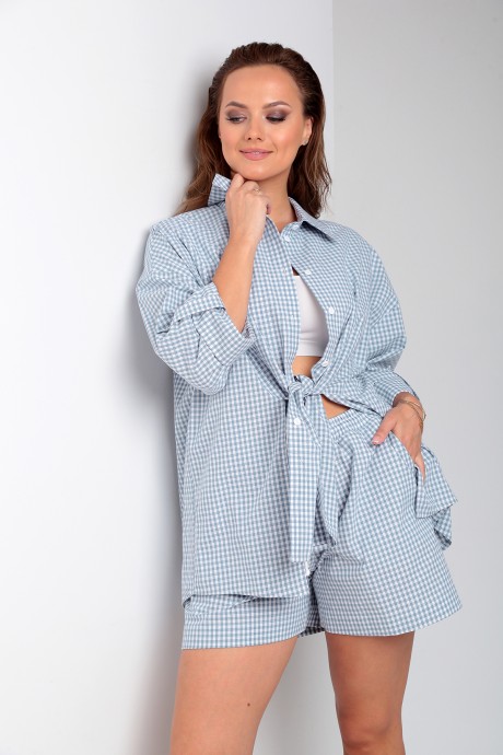 Костюм Liona Style 899 голубая клетка размер 48-52 #3