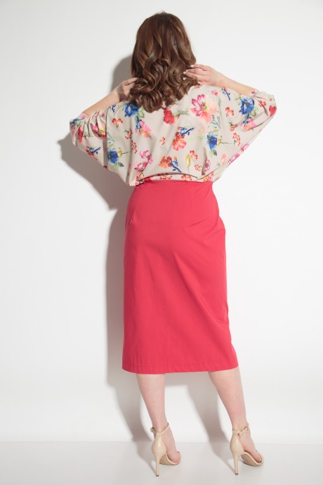 Платье Michel Chic 2055 розовое в цветочный принт размер 48-60 #5
