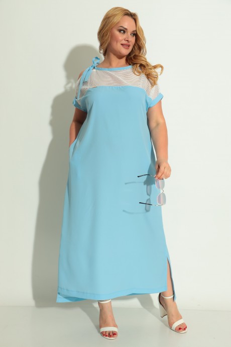 Платье Michel Chic 2063 голубой, белый размер 52-68 #1