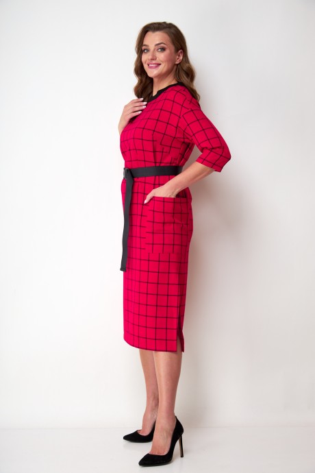 Платье Michel Chic 2103 красный,клетка размер 50-58 #3