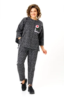 Брючный костюм Michel Chic 1447 двойка черный, лео