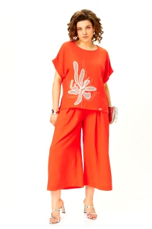 Брючный костюм Michel Chic 1451 двойка красный коралл