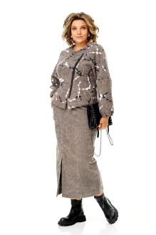 Юбочный костюм Michel Chic 1465 двойка шелковый пепел