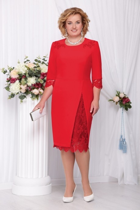 Вечернее платье Нинель Шик 261 красный/нов размер 52-58 #1