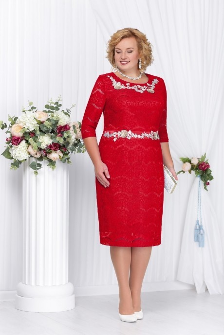Вечернее платье Нинель Шик 2122 красный размер 54-62 #1