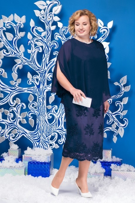 Вечернее платье Нинель Шик 5585 темно-синий размер 56-64 #1