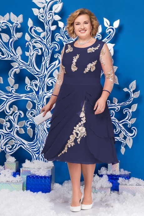 Вечернее платье Нинель Шик 5586 темно-синий размер 50-58 #1