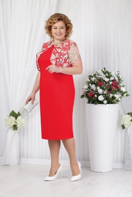 Вечернее платье Нинель Шик 5621 красный размер 54-62 #1