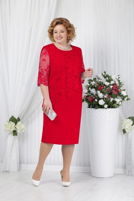 Вечернее платье Нинель Шик 2148 красный размер 56-64 #1