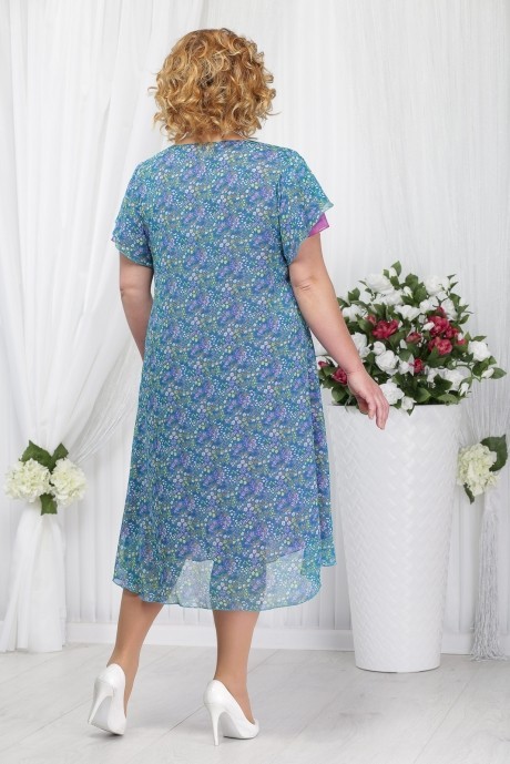 Платье Нинель Шик 5632 фуксия+цветы размер 54-62 #2