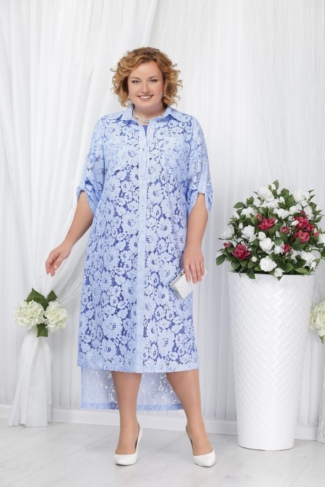 Вечернее платье Нинель Шик 5534 василек+ голубой размер 54-60 #1