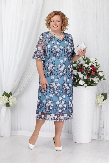 Вечернее платье Нинель Шик 5641 голубой размер 52-60 #1