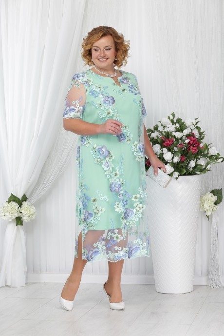 Вечернее платье Нинель Шик 5642 светлый бирюзово-зеленый размер 54-62 #1