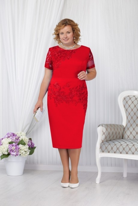 Вечернее платье Нинель Шик 5633 красный размер 54-62 #3
