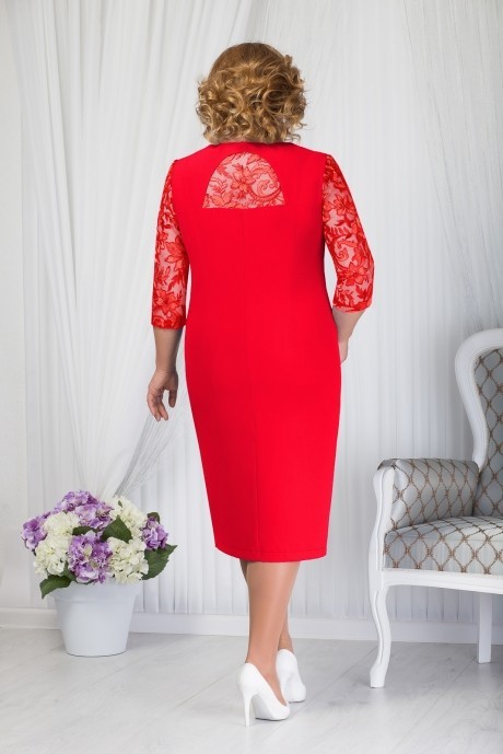 Вечернее платье Нинель Шик 5651 красный размер 52-60 #2