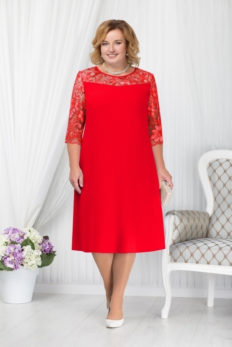 Вечернее платье Нинель Шик 7201 красный размер 54-62 #1