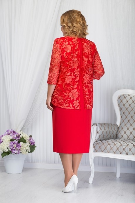 Вечернее платье Нинель Шик 7202 красный размер 56-64 #2