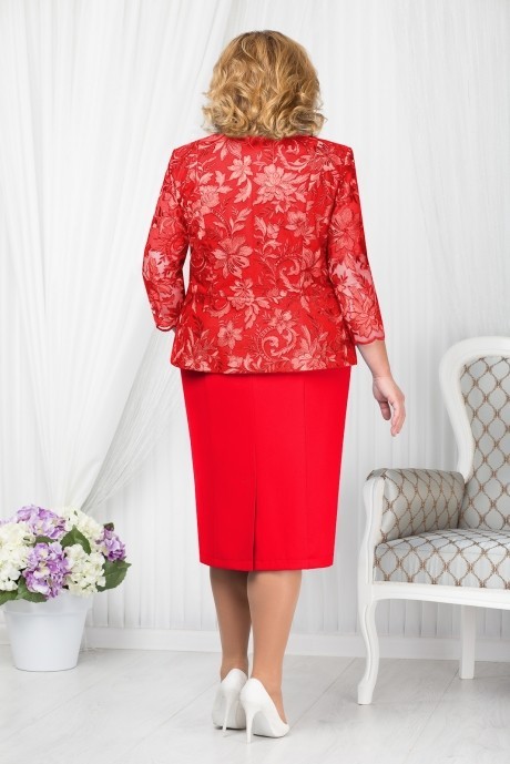 Вечернее платье Нинель Шик 2172 красный размер 54-62 #4