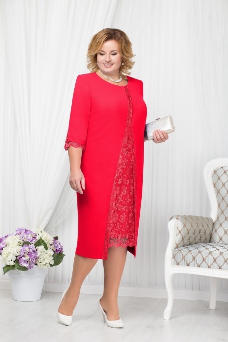 Вечернее платье Нинель Шик 7208 красный размер 56-64 #1
