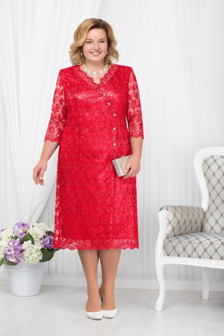 Вечернее платье Нинель Шик 5673 красный размер 54-62 #1