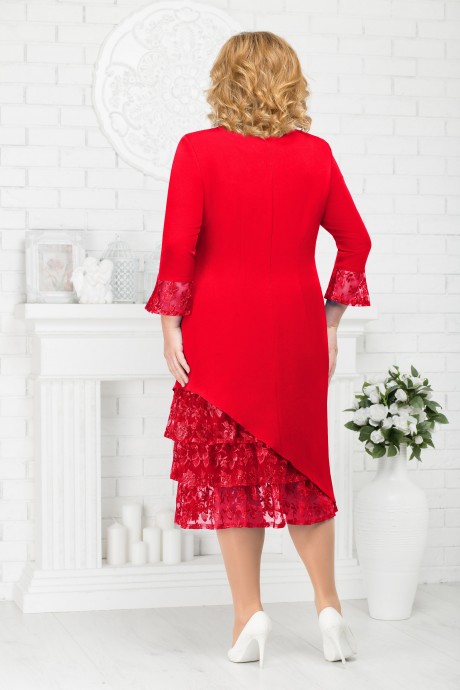 Вечернее платье Нинель Шик 2182 красный размер 54-62 #2