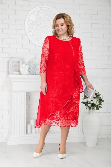 Вечернее платье Нинель Шик 5672 красный размер 56-64 #1