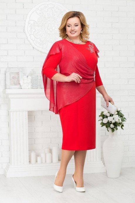 Вечернее платье Нинель Шик 5675 красный размер 56-64 #3