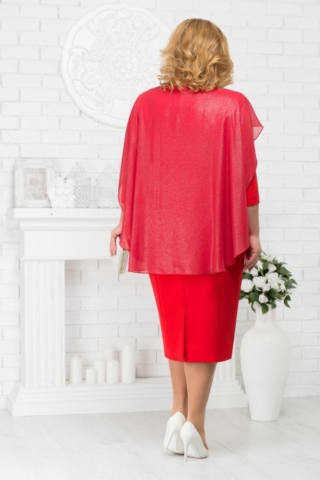 Вечернее платье Нинель Шик 5675 красный размер 56-64 #4