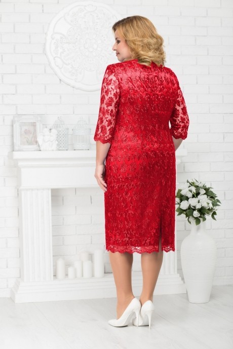 Вечернее платье Нинель Шик 2183 красный размер 56-64 #2