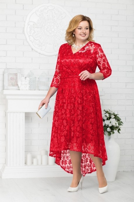 Вечернее платье Нинель Шик 5678 красный размер 56-64 #1